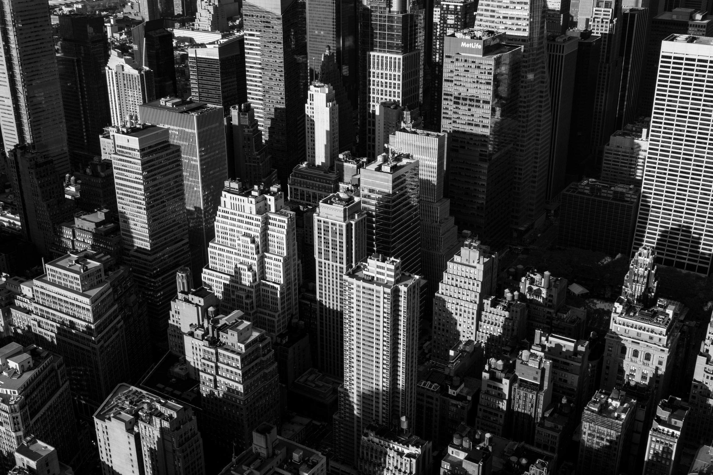 city black and white buildings cityscape